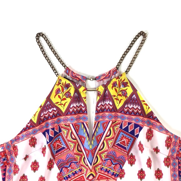 Bebe Chain Key Hole Printed Tank Top - Picture 3 of 7